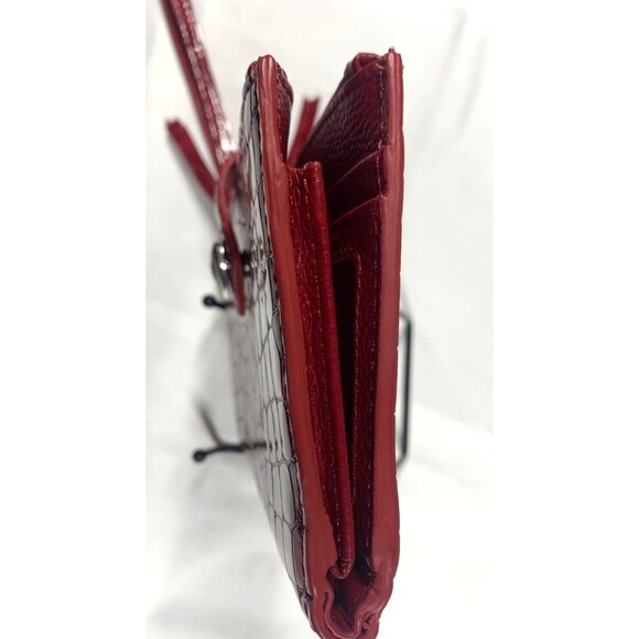 Brighton BELLISSIMO HEART Lipstick Croco Leather Wristlet Double Zip Wallet EUC - Picture 13 of 15